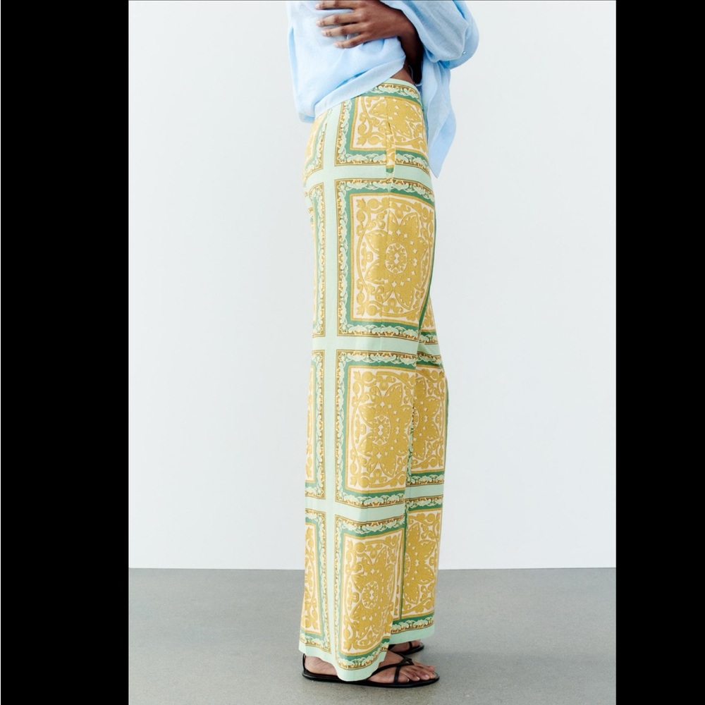 LINEN BLEND PRINTED PANTS - Picture 5 of 10